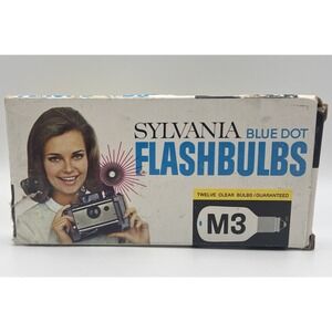 Sylvania Flashbulbs Blue Dot Press 25 Clear 11 Bulbs Vintage Opened Box